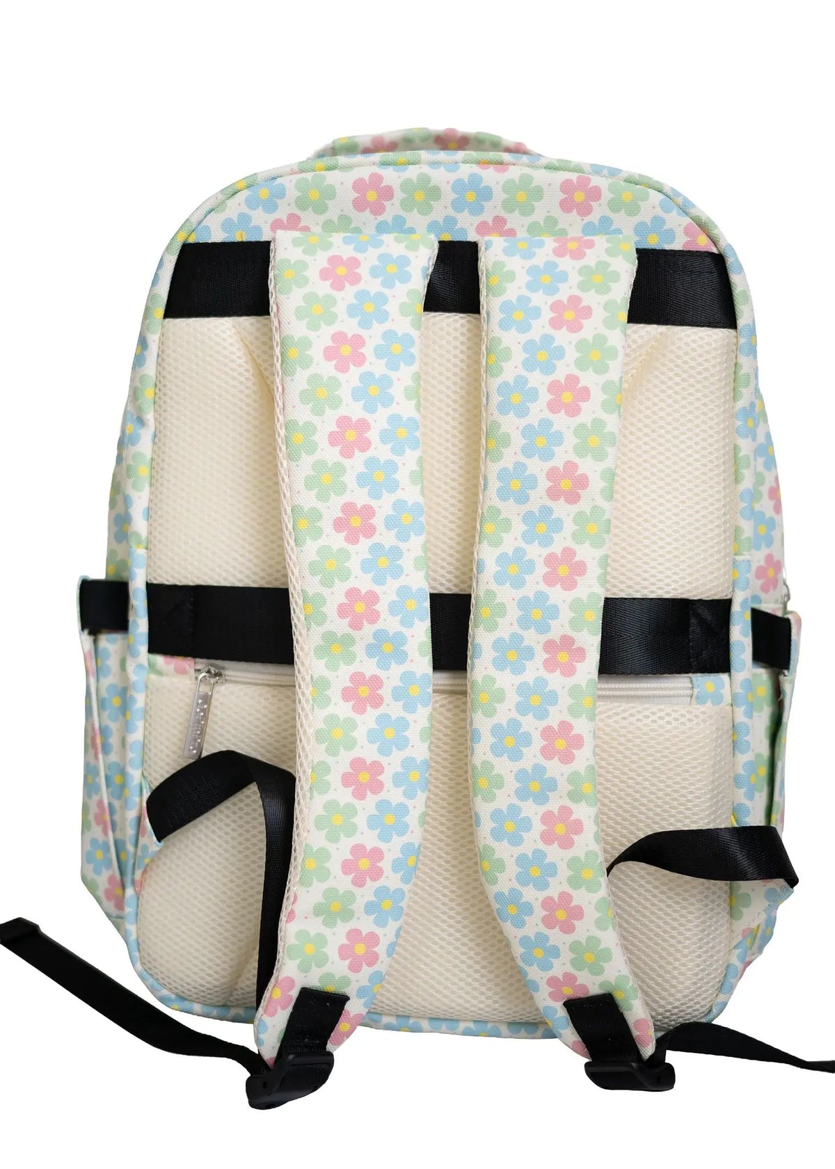 PinFolio® Backpack in Daisy floral print, back view with straps