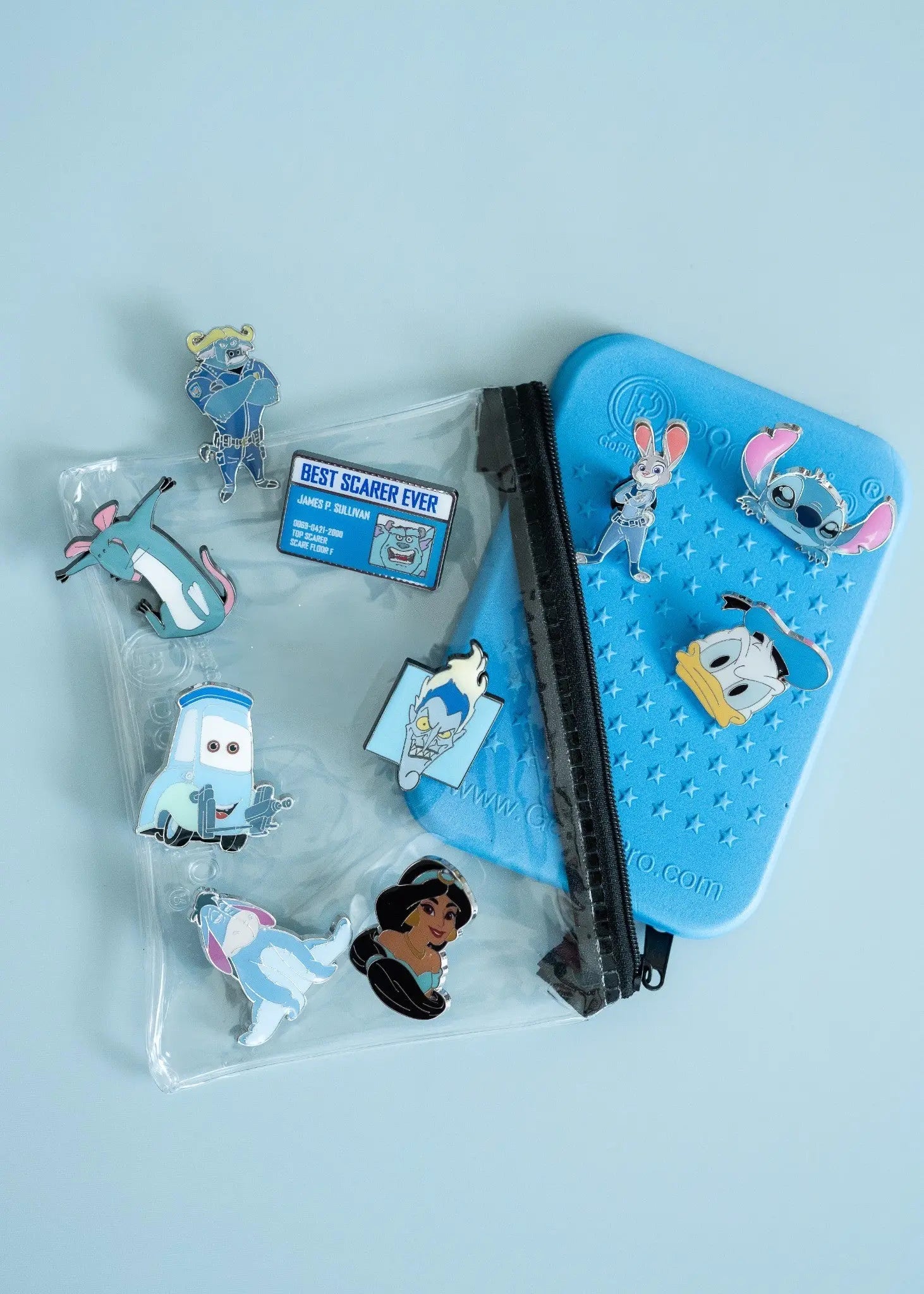 Mystery Trader Pack – Official Licensed Disney Pins designed by GoPinPro Trading Set | Includes 10 Pins, PinFolio Mini Board & Zippered Pouch GoPinPro