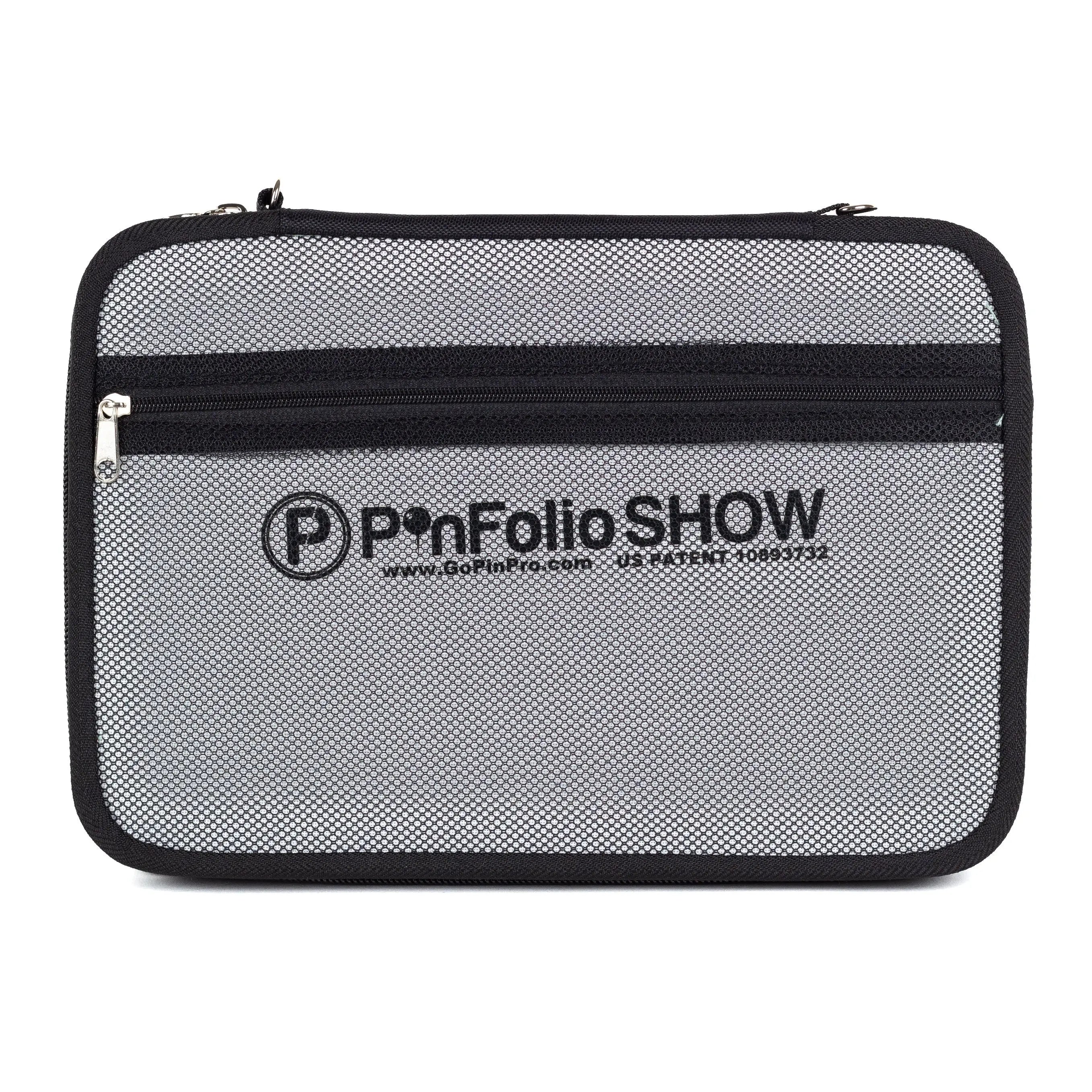 PinFolio® Show – Portable Enamel Pin Display and Storage Case with Stick'N'Go® Technology, Holds 100 Pins, Clear Front Window, Adjustable Strap GoPinPro