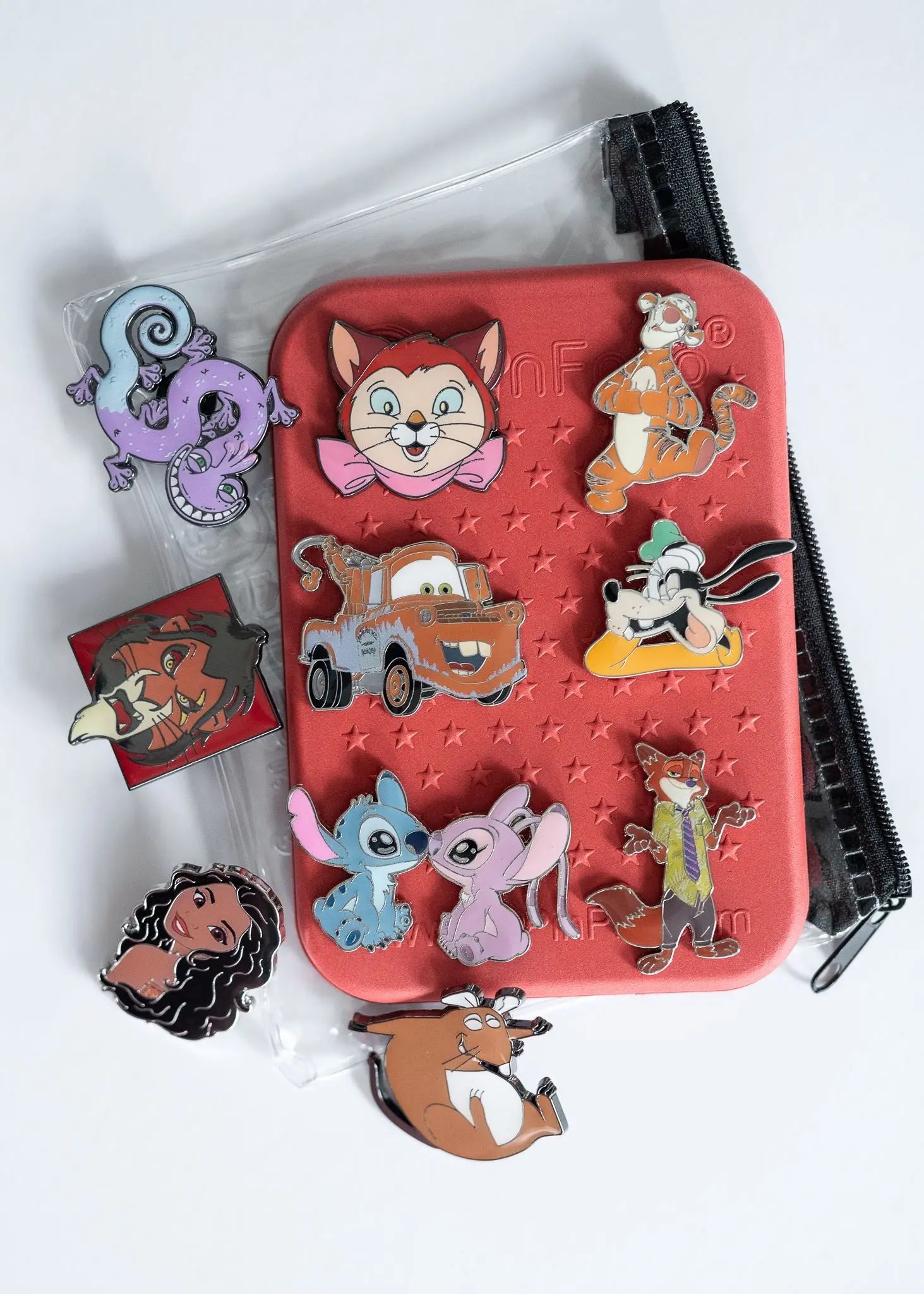Mystery Trader Pack – Official Licensed Disney Pins designed by GoPinPro Trading Set | Includes 10 Pins, PinFolio Mini Board & Zippered Pouch GoPinPro